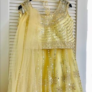 Spring sale - Brand new net lehenga set with real mirror work